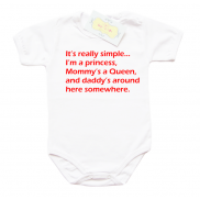 Забавно бебешко боди It”s really simple…I’m a princess….. в червен цвят