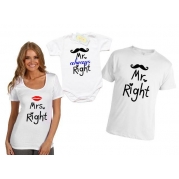 Комплект тениски с боди  Mrs. right , Mr. always right, Mr.right 